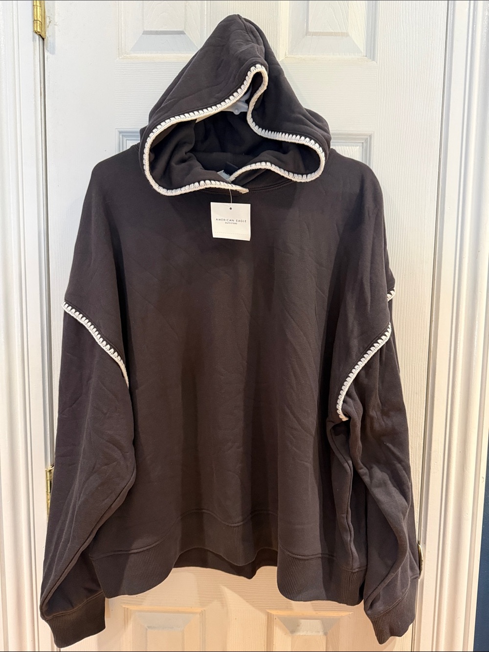 American Eagle Outfitters Black Hoodie with White Trim